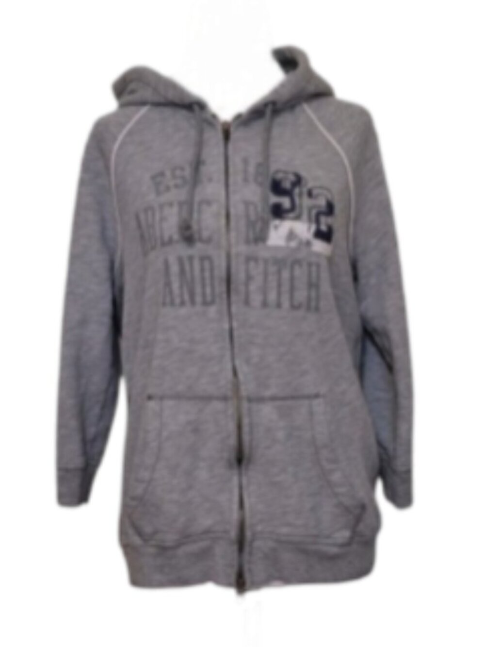 ABERCROMBIE & FITCH ZIPPERED GREY HALF SLEEVE HOODIE SIZE XL EXTRA LARGE